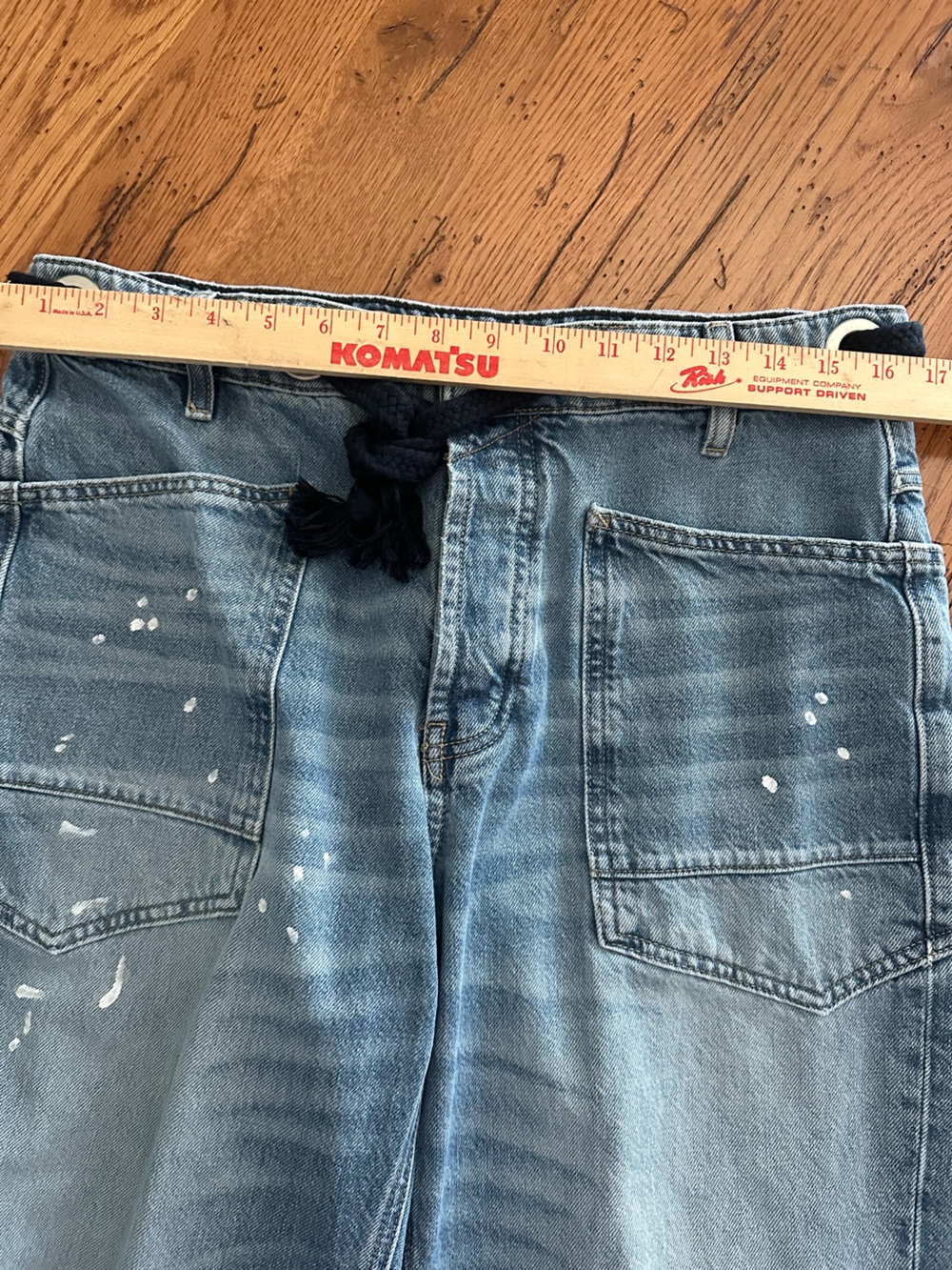 Free People We The Free Moxie Liw Slung Pull On Barrel Jeans in Timeless Blue 29 - Picture 6 of 8